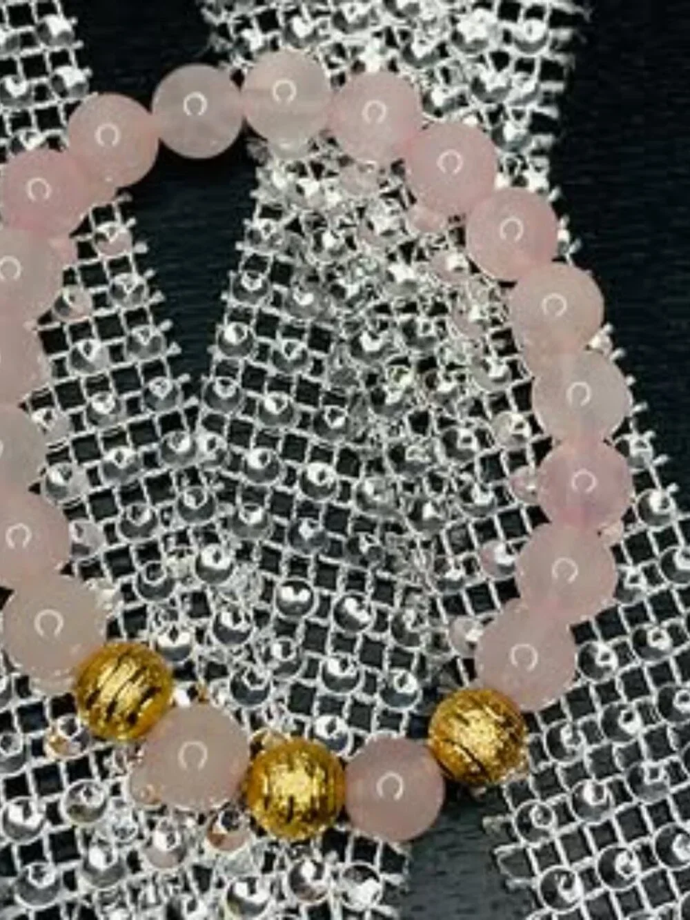 Ribbon Pattern Focal Bead * Rose Quartz Beads